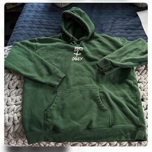 Obey Forest Green Hoodie with White Graphic